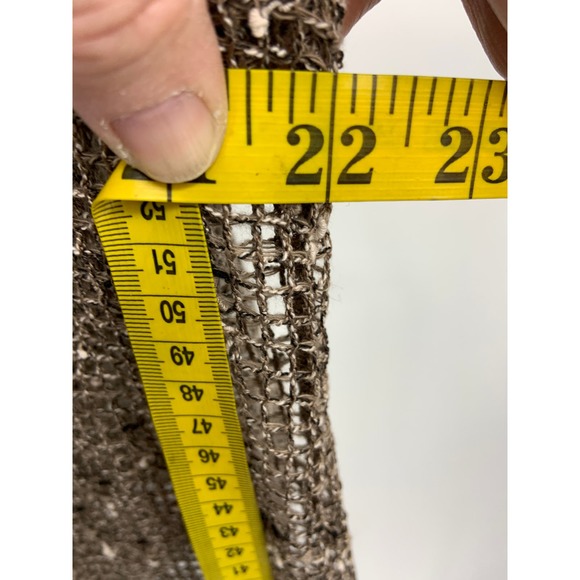 Nina Leonard Lagenlook Brown Beige Netted Bolero Vest Large Fancy Buttons NWT - Picture 5 of 6